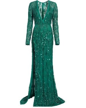 Elie Saab Maxikleid mit Perlen - Grün