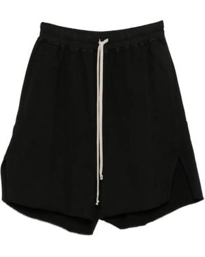 Rick Owens Bermudas De Algodón Con Cordones Y Cremallera - Negro