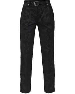 Versace Jeans Couture Damask-Pattern Belted Trousers - Black