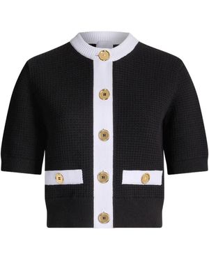 Patou Collarless Textured Top - Black