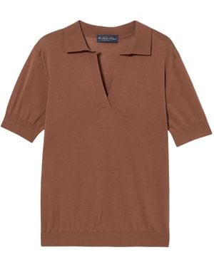 Brooks Brothers Cotton-Blend Polo Top - Brown