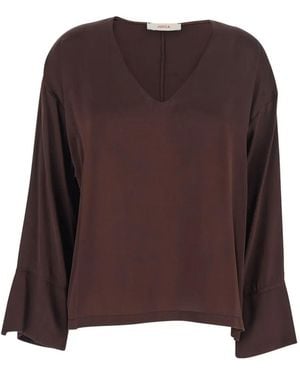 Jucca V-Neck Long-Sleeve Top - Brown