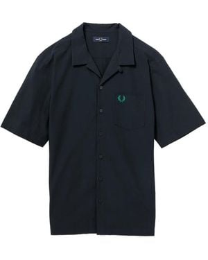Fred Perry Camicia Con Logo Ricamato - Blu