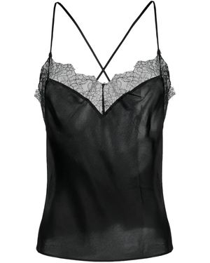 Maison Close Rendez-Vous Lace-Trim Silk Camisole - Black
