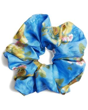 La DoubleJ Giga Floral Silk Scrunchie - Blue