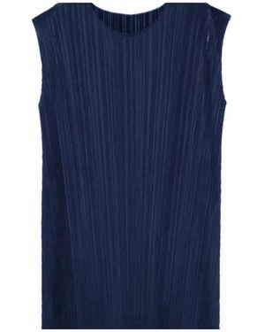 Pleats Please Issey Miyake Pleated Sleeveless Midi Dress - Blue