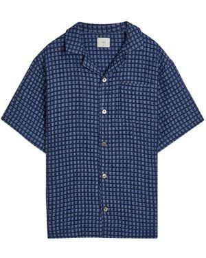CHE Riita Geometric-Print Short-Sleeve Shirt - Blue