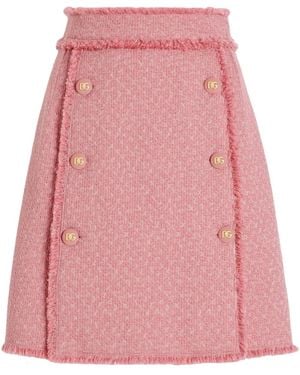 Dolce & Gabbana Minigonna Con Logo Inciso - Rosa