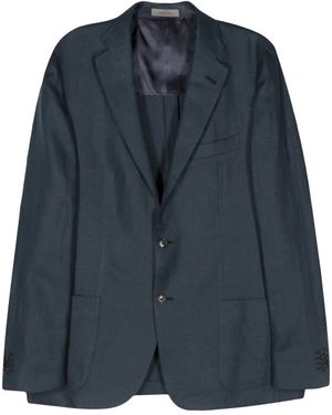 Corneliani Linen Single-Breasted Blazer - Blue