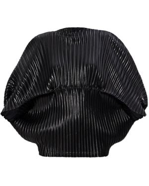 Issey Miyake Plissé Puff-Sleeve Top - Black