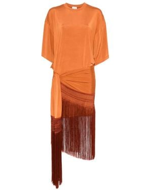 ANDAMANE Azul Fringed T-Shirt Mini Dress - Orange