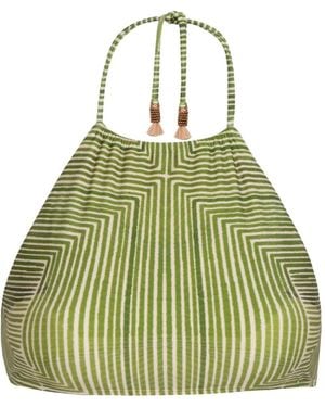 Lenny Niemeyer Geometric-Print Halter-Neck Bikini Top - Green