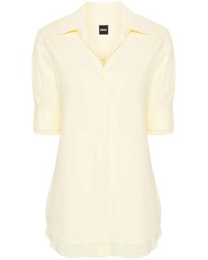 BOSS Cutaway-Collar Cotton-Blend Shirt - Natural