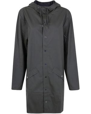Rains Long Jacket Hooded Pocket Coat - Grey
