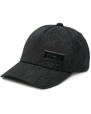 Emporio Armani Monogram-Jacquard Touch-Strap Baseball Cap - Black