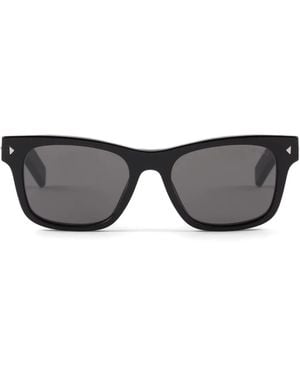 Prada Eckige Sonnenbrille Mit Metall-Schild - Grau