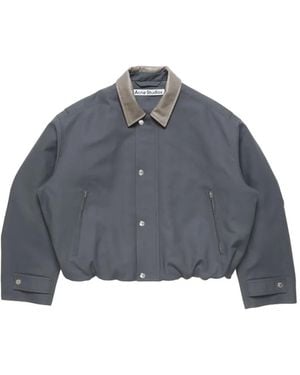 Acne Studios Bomber With Leather Collar - Grey