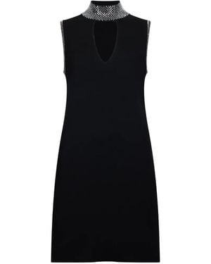 Liu Jo Rhinestone-Embellished Cut-Out Knit Mini Dress - Black
