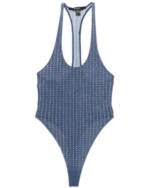 Ksubi Lara Crystal-Embellished Mesh Bodysuit - Bleu