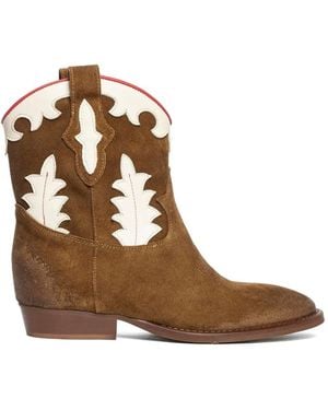 GISÉL MOIRÉ Bottines Guinea D'Inspiration Western - Marron