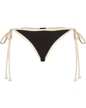Johanna Ortiz Ribbed-Trim Bikini Bottom - Black