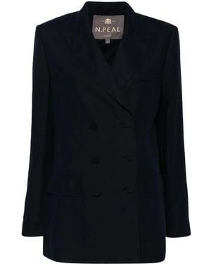 N.Peal Cashmere Ava リネン ダブルジャケット - ブラック