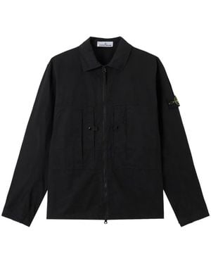 Stone Island 1200005 Mercerised Organic-Cotton Ripstop Overshirt - Black
