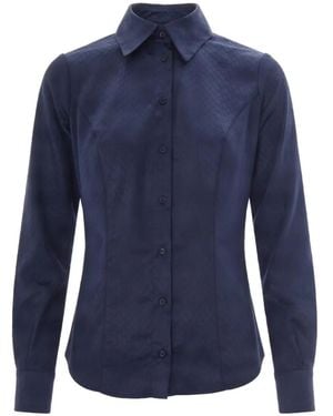 Elisabetta Franchi Snake-Effect Long-Sleeve Shirt - Blue