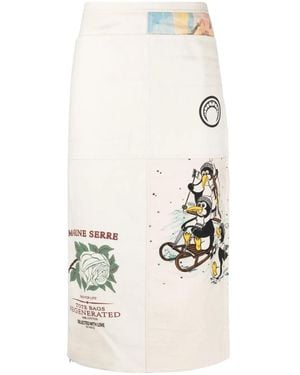 Marine Serre Regenerated Tote Bags Midi Skirt - White