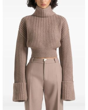 Manière De Voir Amaya Roll Neck Knit Jumper With Cuffs - Natural