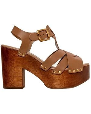 Carrano Studded Platform Sandals - Brown