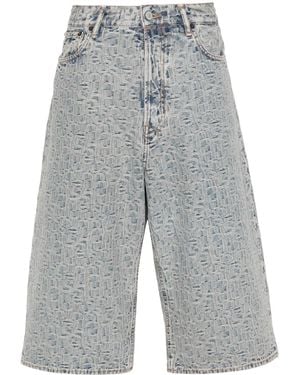 Acne Studios Monogram-Jacquard Denim Shorts - Gray