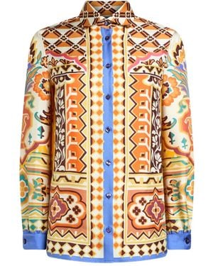 Etro Seidenhemd Mit Print - Gelb