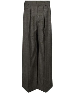 Simone Rocha Check-Pattern Pleated Pants - Grey