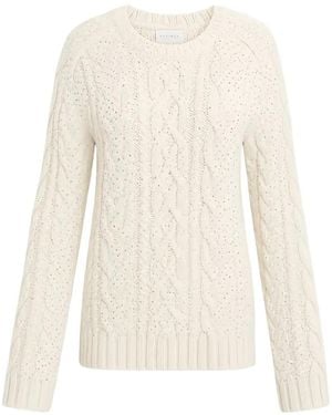 P.A.R.O.S.H. Crystal-Embellished Cable-Knit Jumper - White