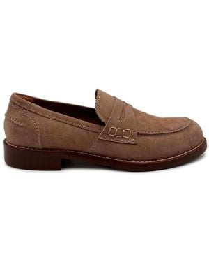 Guglielmo Rotta Stitched Scalloped-Edge Loafers - Brown