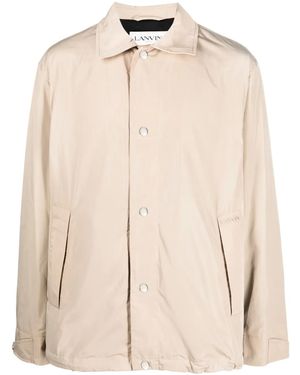 Lanvin Logo-Embroidered Shirt Jacket - Natural