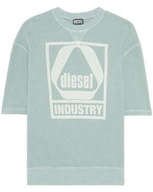 DIESEL Logo-Print Knitted T-Shirt - Blue