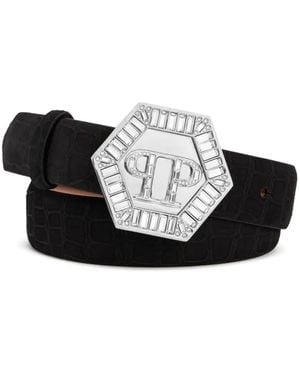 Philipp Plein Logo-Buckle Belt - Black