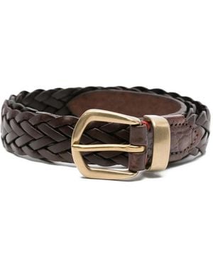 Eleventy Ceinture En Cuir À Design Tressé - Marron