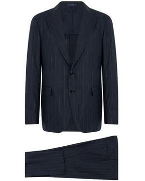 Tagliatore Pinstripe-Pattern Single Breasted Suit - Blue