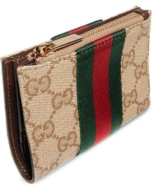 Gucci Cartera Pequeña Con Tribanda Web - Marrón