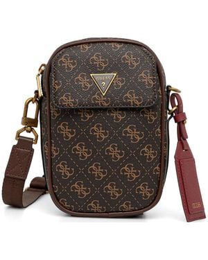 Guess Milano 4G Monogram-Print Quilted Messenger Bag - Brown