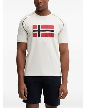 Napapijri T-Shirt Reflect À Coutures Contrastantes Et Patch Logo - White