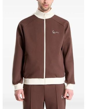 Karlkani Striped Zip-Up Sweatshirt - Brown