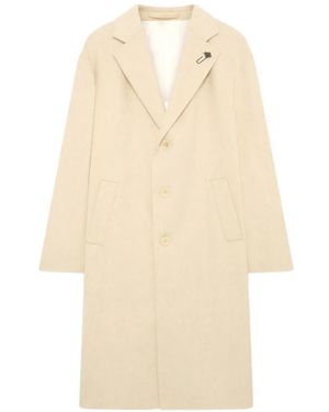 Lardini Single-Breasted Wool Coat - Natural