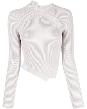 Feng Chen Wang Asymmetric Ribbed-Knit Top - White