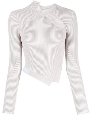 Feng Chen Wang Asymmetric Ribbed-Knit Top - White
