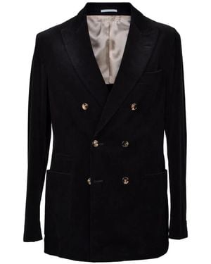 Brunello Cucinelli Double-Breasted Corduroy Blazer - Black
