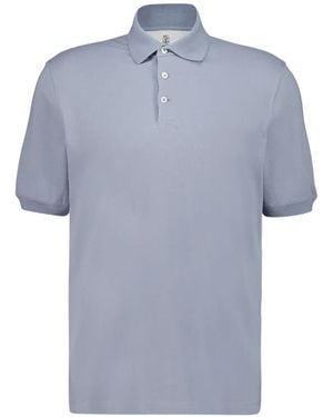 Brunello Cucinelli Button Short-Sleeve Polo Shirt - Blauw